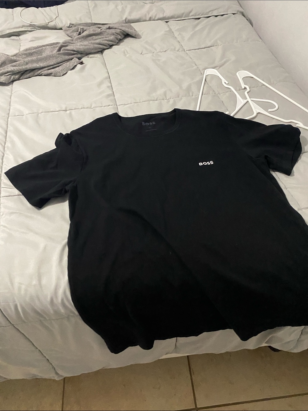 BOSS Black Crewneck T-Shirt with White Chest Logo